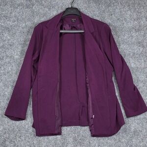 IMAN Womens Burgandy Blazer Jacket 2X Single Button Full Inside Zip Lapel Collar